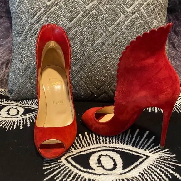Christian Louboutin Shoes Christian Louboutin Red Suede Peep